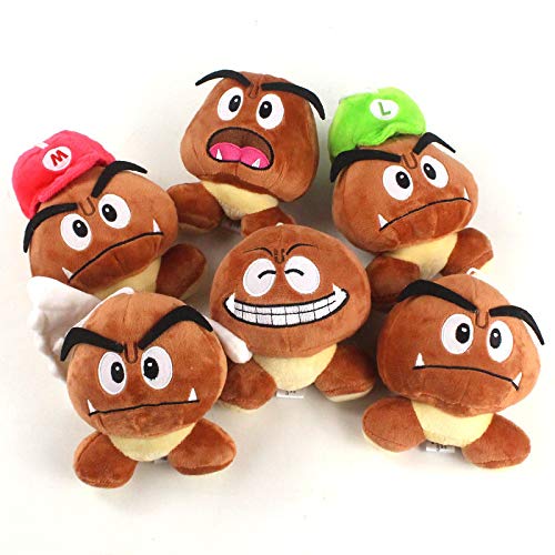 cgzlnl 8 Unids / Set Super Mario Goomba Hongo Venenoso con Alas Juguete De Peluche Corto, Juego De Anime De Dibujos Animados, Muñeco De Peluche De Algodón, Regalos De Cumpleaños para Niños