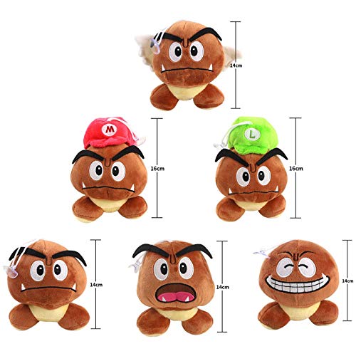 cgzlnl 8 Unids / Set Super Mario Goomba Hongo Venenoso con Alas Juguete De Peluche Corto, Juego De Anime De Dibujos Animados, Muñeco De Peluche De Algodón, Regalos De Cumpleaños para Niños