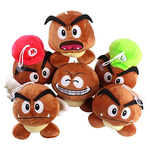 cgzlnl 8 Unids / Set Super Mario Goomba Hongo Venenoso con Alas Juguete De Peluche Corto, Juego De Anime De Dibujos Animados, Muñeco De Peluche De Algodón, Regalos De Cumpleaños para Niños