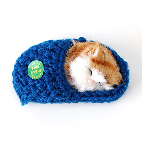 CHAMAIR Gato de peluche en zapatillas de casa, mini gatito en el zapato con sonidos de miau, pantuflas tejidas de piel sintética, gato de mesa, peluche de bebé