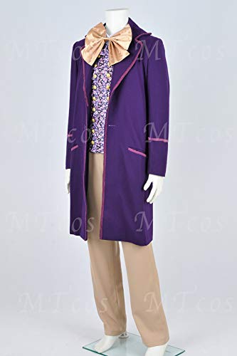 Charlie and The Chocolate Factory Willy Wonka - Disfraz de cosplay, Gabardina + chaleco + camisa + pantalones, hombre Small