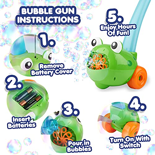 Cheeky Bubbles Maquina De Burbujas para Niños, Maquina De Burbujas Automática, Bubble Machine con Rana de Pompas y Ballena Burbujas (Rana Verde)