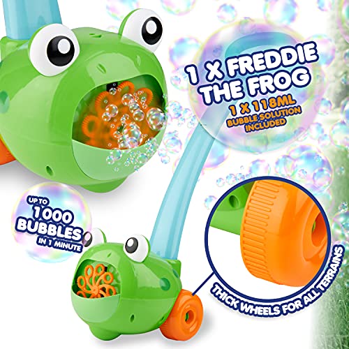 Cheeky Bubbles Maquina De Burbujas para Niños, Maquina De Burbujas Automática, Bubble Machine con Rana de Pompas y Ballena Burbujas (Rana Verde)