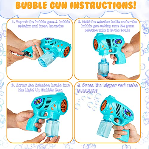 Cheeky Bubbles Maquina Pompas de Jabon, Pomperos para Niños, Pistola Juguete Burbujas para Interior Exterior, Incluye Bote Jabon Pompas, Regalos para Niños (Pack de 2)