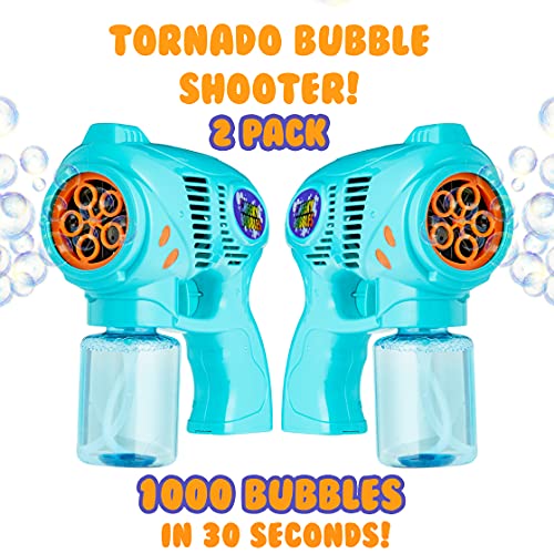 Cheeky Bubbles Maquina Pompas de Jabon, Pomperos para Niños, Pistola Juguete Burbujas para Interior Exterior, Incluye Bote Jabon Pompas, Regalos para Niños (Pack de 2)