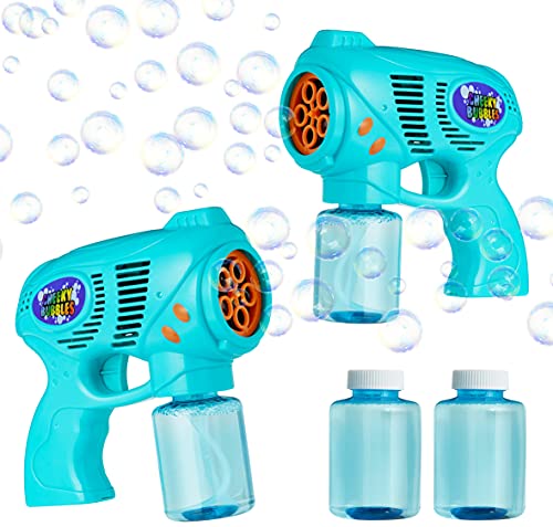 Cheeky Bubbles Maquina Pompas de Jabon, Pomperos para Niños, Pistola Juguete Burbujas para Interior Exterior, Incluye Bote Jabon Pompas, Regalos para Niños (Pack de 2)