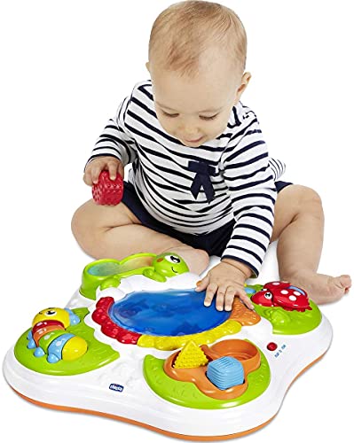 Chicco Mesa Descubrimiento Sensorial Infantil, Mesa de Actividades Interactiva con 5 Zonas Sensoriales, Juego Educativo Electrónico con Luces y Sonido – Juguete para Bebés de 10 Meses a 4 Años