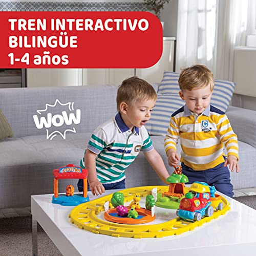 Chicco Tren Aventura, Juguete Bilingüe Español-Inglés - Set de Tren con Locomotora, Estación y 6 Animales – Juego Educativo Electrónico con Frases y Canciones– Juguete para Niños de 1 a 4 Años