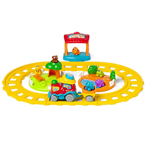 Chicco Tren Aventura, Juguete Bilingüe Español-Inglés - Set de Tren con Locomotora, Estación y 6 Animales – Juego Educativo Electrónico con Frases y Canciones– Juguete para Niños de 1 a 4 Años