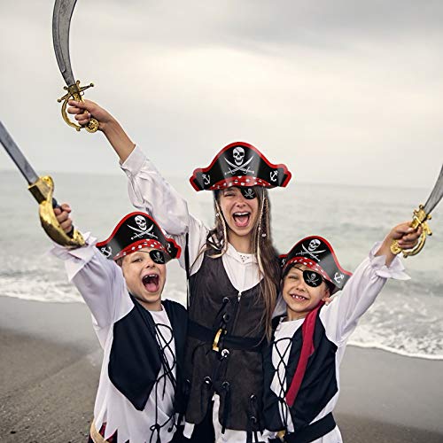 CHIFOOM Accesorios para Niños Piratas 6pcs Tarjetas de Sombrero Pirata y 6pcs Máscaras de Ojos Piratas para Tema Pirata Fiesta de Cumpleaños a Niños Maquillaje Fiesta Accesorios de Fotos