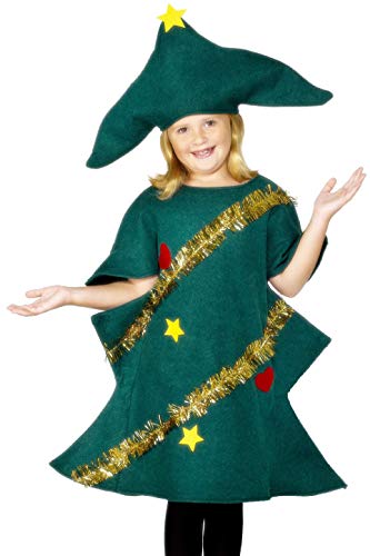 Children Smiffys Disfraz de árbol de Navidad, Verde, con túnica y Gorro