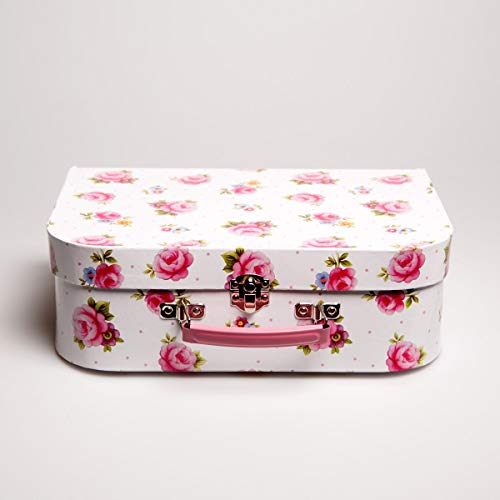 Childrens Rose Covered Tin Tea / Picnic Set and Case