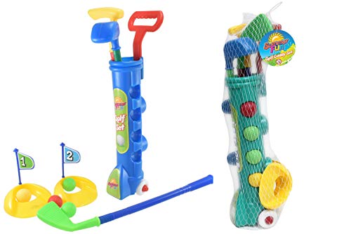 Childrens Summer Fun Outdoor Garden Golf Clubs & Caddy Game Set