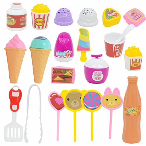 chiwanji Sweets Shop Pretend Play Set (40 Piezas) con Helado, Caramelo Y Taburete Plegable