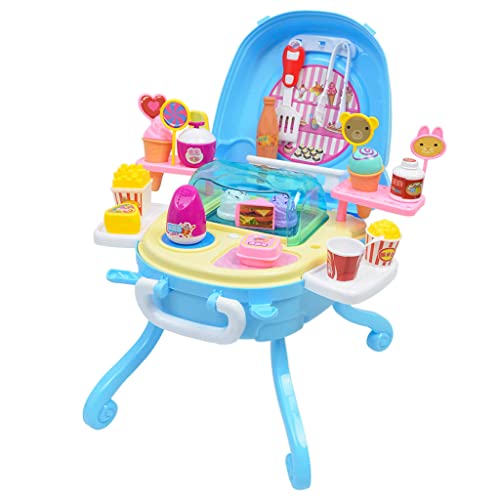 chiwanji Sweets Shop Pretend Play Set (40 Piezas) con Helado, Caramelo Y Taburete Plegable