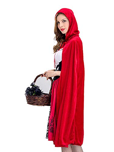 Chollius Vestido de mujer Cospaly Halloween Disfraz Cospaly Carnaval Novia Fantasma Capa con Capucha + Vestido de encaje vampiro corto Vestido zombie Mujer S-3XL, rojo, XL