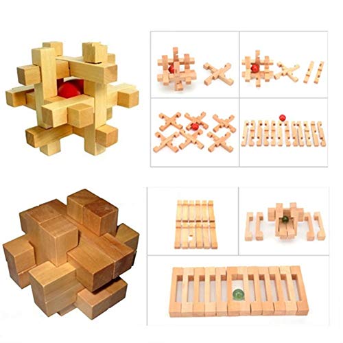 Chonor 18 Piezas 3D Rompecabezas de Madera del Enigma Juego Puzle #2 - Clásica de Cerradura de Brain Teaser Puzzle IQ Juguetes para Niños y Adultos - Idea Perfecta del Regalo y de Decoración