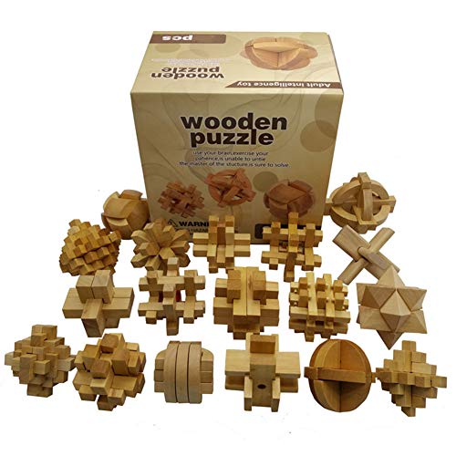 Chonor 18 Piezas 3D Rompecabezas de Madera del Enigma Juego Puzle #2 - Clásica de Cerradura de Brain Teaser Puzzle IQ Juguetes para Niños y Adultos - Idea Perfecta del Regalo y de Decoración