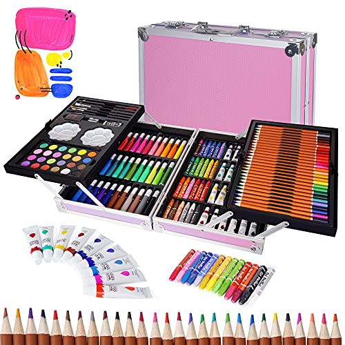 CHSEEO Suministros de Arte de Lujo, Creatividad Colorear Art Set Pintura y Dibujo Suministros Kit, Set Artistico Completo, Regalos para Niños, Estudiantes, Principiantes y Artistas