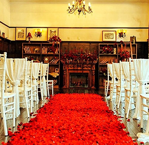 CHSYOO 1000 x Hojas Artificiales Rosas Flores Confeti, Decoración Accesorios para Bodas Fiesta Cumpleaños San Valentín, Rojo