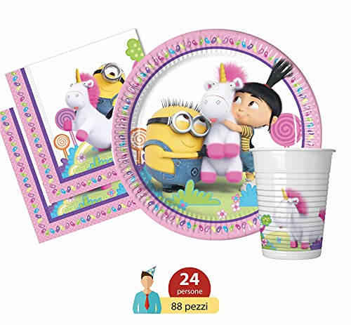 Ciao-Y4679 Minions Fluffy Kit Mesa Fiesta, multicolor, 24 personas (Y4679)