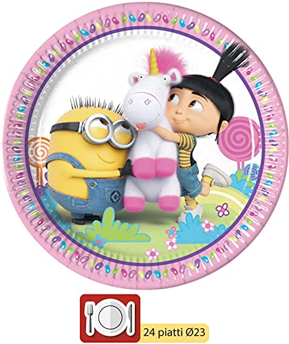 Ciao-Y4679 Minions Fluffy Kit Mesa Fiesta, multicolor, 24 personas (Y4679)