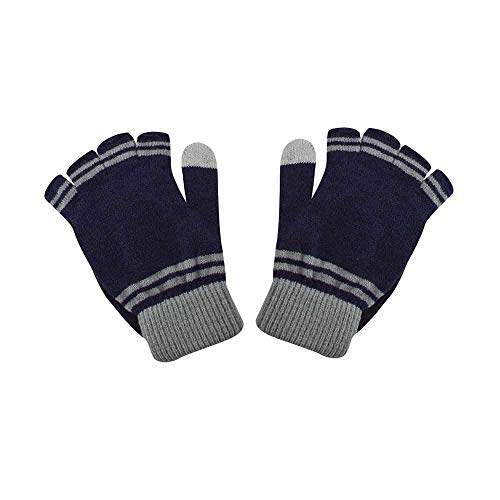 Cinereplicas - Harry Potter - Guantes - Mitones Removibles - Mitones de Pantalla táctil - Licencia Oficial - Casa Ravenclaw - Azul y Gris