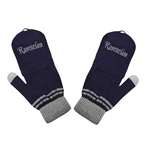 Cinereplicas - Harry Potter - Guantes - Mitones Removibles - Mitones de Pantalla táctil - Licencia Oficial - Casa Ravenclaw - Azul y Gris