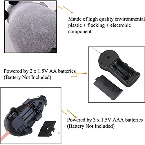 Cisixin Juguete Rata Gato con Control Remoto Inalámbrico para Gatos Perros Animales Domésticos Kid (Gris)