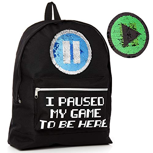 CityComfort I Paused My Game to Be Here Mochila Para Chicos y Chicas Con Lentejuela Reversible, Mochilas Escolares Viaje Gimnasio Gran Capacidad Niños Adolescentes Adultos, Regalo Original Gamers