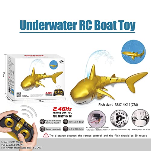 CKAN RC Juguete Barco 2.4GHZ Control Remoto TiburóN Barco, Flexibles TiburóN/Lancha RáPida, Juguete EléCtrico Shark de Piscina Agua para NiñOs