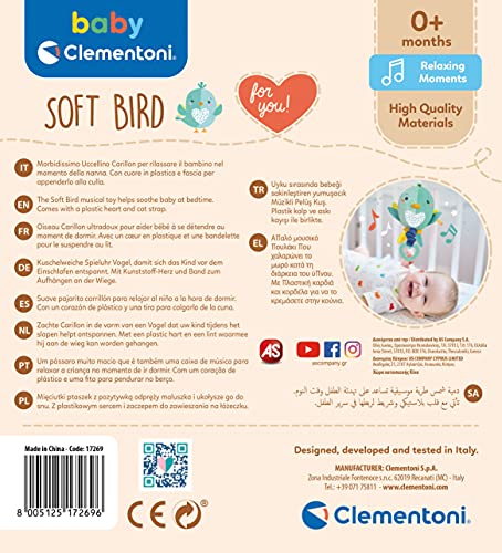 Clementoni-17269 - Carrillon blandito Pajaro - carrillón bebé a partir de 0 meses