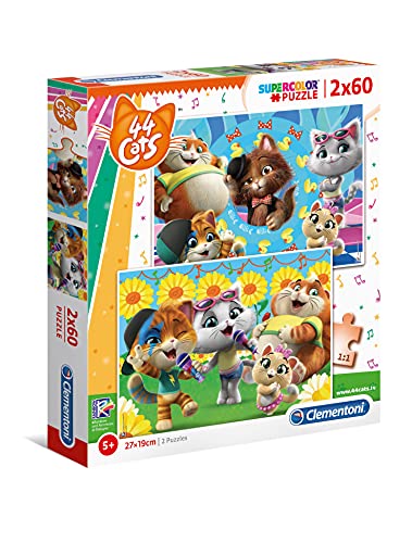 Clementoni-44 Cats 2 Puzzles 60 Piezas 44 Gatos (21607.9)