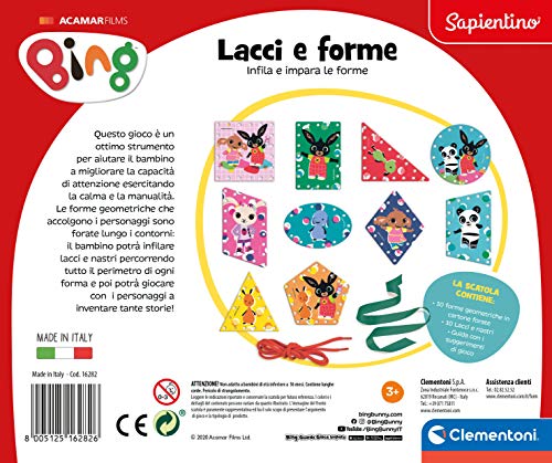 Clementoni Bing – Cordones y Formas – Play For Future – Fabricado en Italia – Juego Educativo (versión en Italiano) – 3 años + (16282)