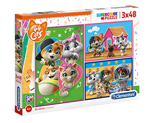 Clementoni Cats 3 Puzzles 48 Piezas 44 Gatos, Multicolor (25239.8)