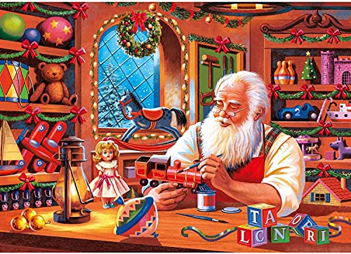 Clementoni- Christmas Collection Santa Works-Maleta Adulto de 1000 Piezas, Fabricado en Italia, Puzzle de Navidad, Multicolor (39584)