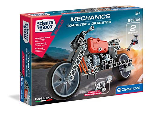 Clementoni- Ciencia Build – Roadster y Dragster, construcción, Laboratorio mecánico, Juego científico para niños de 8 años +, Fabricado en Italia, Multicolor (19237)