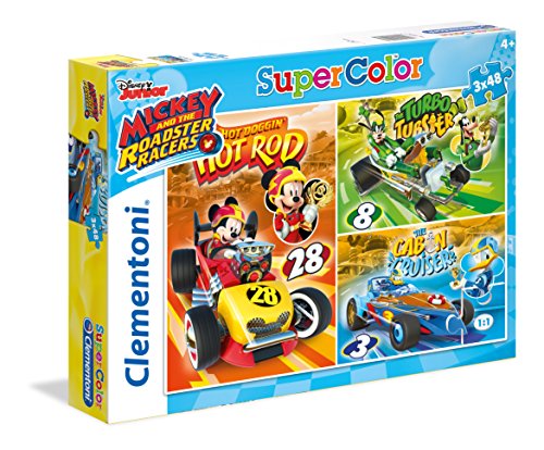 Clementoni Racers Puzzle Mickey and The Roadster Racer 3 X 48 PZAS, Multicolor (25227)