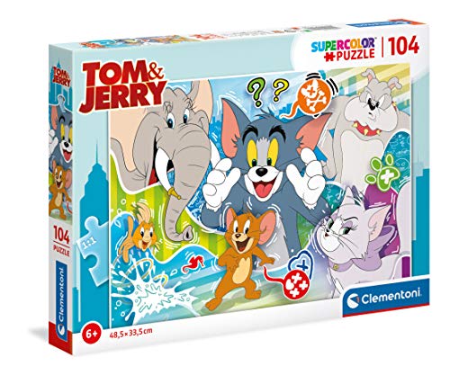 Clementoni Tom et Jerry-Puzle Infantil (104 Piezas), Fabricado en Italia, a Partir de 6 años, Multicolor (27518)