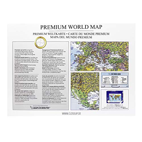 Close Up Rompecabezas/Puzzle Mapa del Mundo Premium - MAPS IN Minutes [2000 Piezas] (96,6cm x 68,8cm)