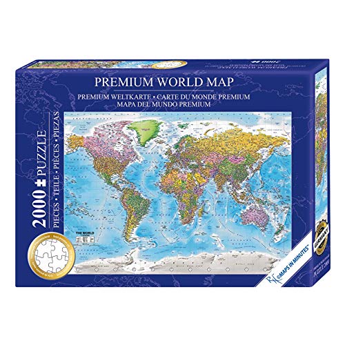 Close Up Rompecabezas/Puzzle Mapa del Mundo Premium - MAPS IN Minutes [2000 Piezas] (96,6cm x 68,8cm)