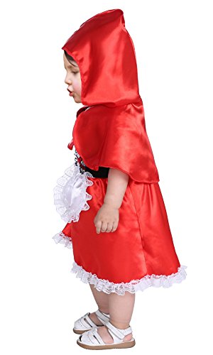 Cloudkids Disfraz Caperucita Roja Niña Vestido de Princesa tutú + Capa con Capucha Disfraces de Carnaval Fiesta Halloween Navidad Trajes Cosplay Infantil Bebé Recien Nacido a 2 años Niñas