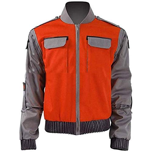 CNM LY Chaqueta de Nuevo al Futuro Naranja Outwear Hombres Mujeres Cosplay de Halloween Carnaval Traje Jr Marlene Seamus Marty Mcfly de Vestuario (Size : Medium)