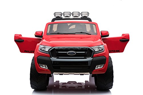 Coche eléctrico para niños FORD RANGER 2018. ¡AHORA CON 24 VOLTIOS, TRACCIÓN A LAS CUATRO RUEDAS CON MOTORES DE 45 WATTIOS, LECTOR MP4 CON PANTALLA LCD PARA REPRODUCIR VIDEOS Y BLUETOOH (ROJO)