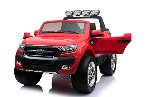 Coche eléctrico para niños FORD RANGER 2018. ¡AHORA CON 24 VOLTIOS, TRACCIÓN A LAS CUATRO RUEDAS CON MOTORES DE 45 WATTIOS, LECTOR MP4 CON PANTALLA LCD PARA REPRODUCIR VIDEOS Y BLUETOOH (ROJO)