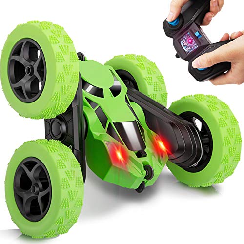 Coche Teledirigido, 2.4GHz 4WD Coche de acrobacias teledirigido para niños Rotación Volteo de 360 Grados, con Batería Recargable, niños y Adultos