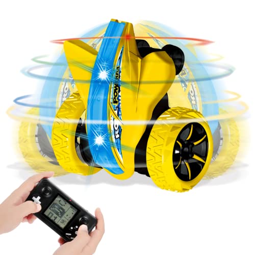 Coche Teledirigido, joylink Coche Radiocontrol 2.4GHz Stunt RC Coche Acrobacia Rotación Volteo de 360 ° Coche de Control Remoto Juguetes con Batería Recargable Juego Regalo para Niños (Amarillo)