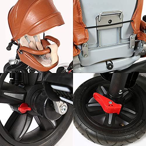 Cochecito de bebé, buggy, triciclo de empuje a mano para niños, cochecito reclinable de desmontaje de 360 ​​grados desmontable para niños de 6 meses a 6 años