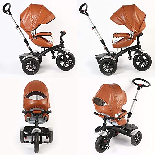 Cochecito de bebé, buggy, triciclo que empuja a mano para niños, cochecito reclinable de desmontaje de 360 ​​grados para niños de 6 meses a 6 años, marrón (Color : Gray)