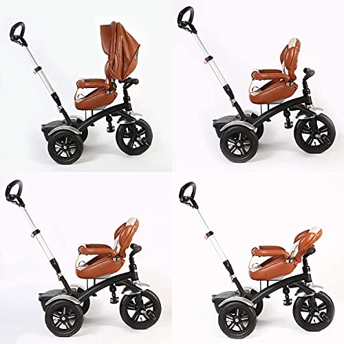 Cochecito de bebé, buggy, triciclo que empuja a mano para niños, cochecito reclinable de desmontaje de 360 ​​grados para niños de 6 meses a 6 años, marrón (Color : Gray)